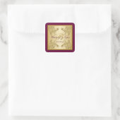 Plum Wine and Gold Floral Damask Monogram Sticker (Bag)