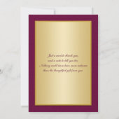 Plum Wine and Gold Monogram Thank You Card (Back)