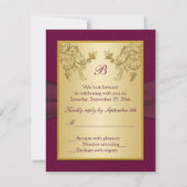 Plum Wine Damask and Gold Medallion Reply Card (Back)