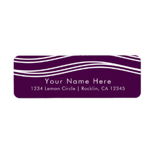 Plum Wine Purple & White Wave Chic Modern Wedding Label