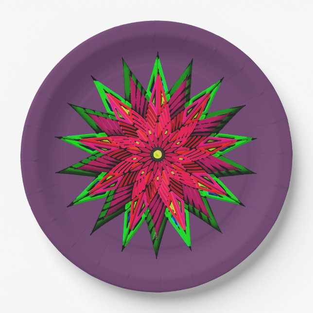 Plum Wonderful Poinsettia WOW Paper Plates (Front)