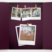 Plum Wood Country Lace Photo Collage Wedding Tri-Fold Invitation (Inside Middle)