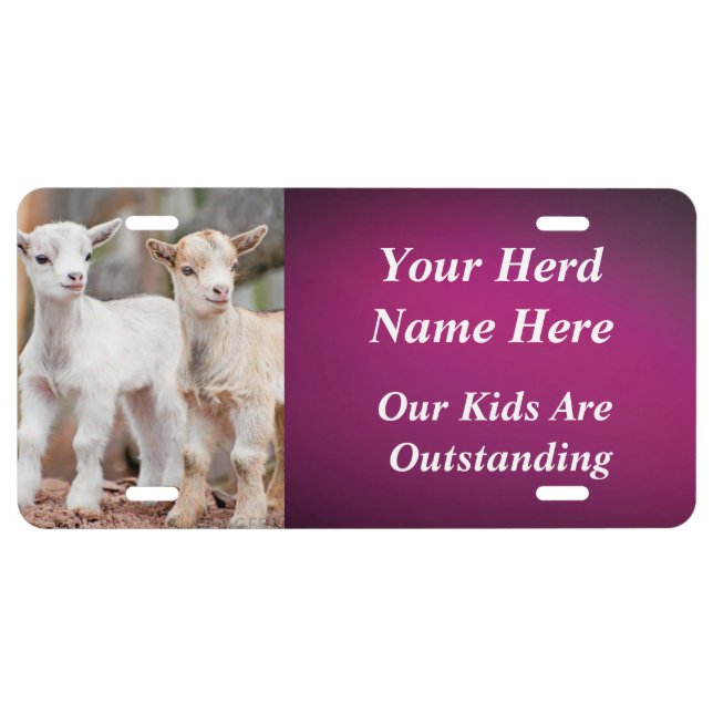 PLUM YOUR GOAT PHOTO and HERD NAME License Plate (Front)