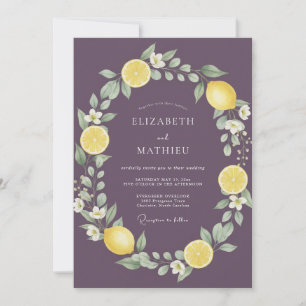 Plum Zesty Mediterranean Wedding Invitation
