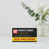 Plumber - 24 HOUR EMERGENCY PLUMBING SERVICES Business Card (Standing Front)