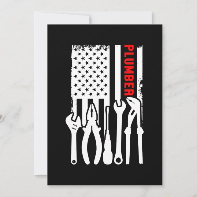 Plumber American Flag Plumbing Profession Job Gift Invitation (Front)
