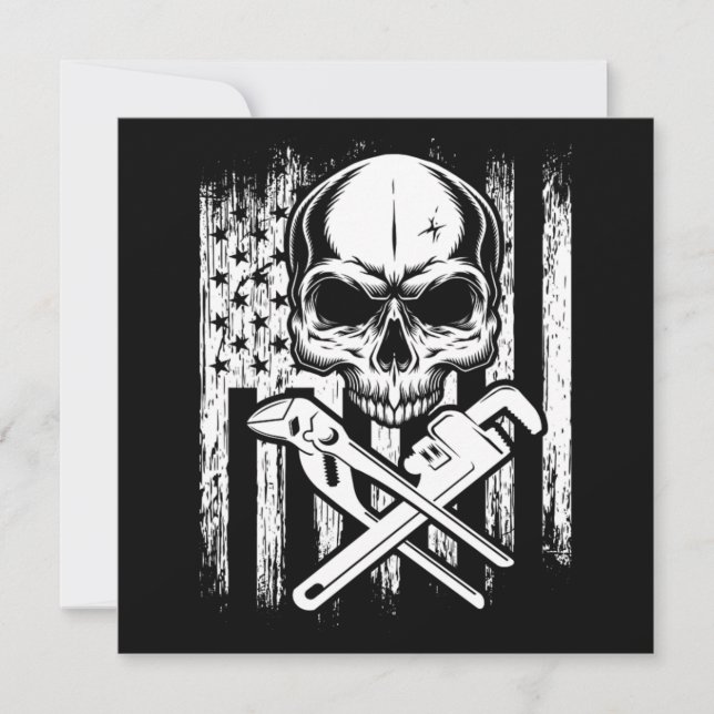 Plumber American Flag Plumbing Tool Tools Job Gift Invitation (Front)