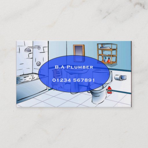 Customizable Plumber 'Bathroom Toon' Business Card