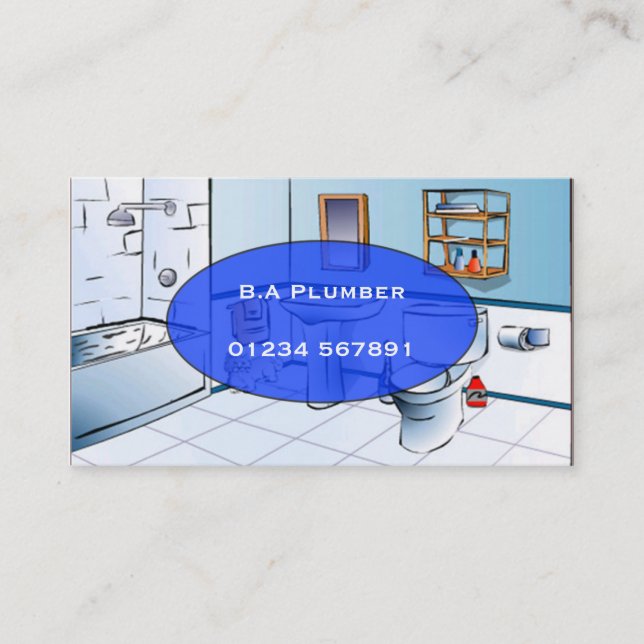 Plumber 'Bathroom Toon' Business Card (Front)