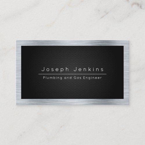 plumber black carbon fibre and silver metal p business card