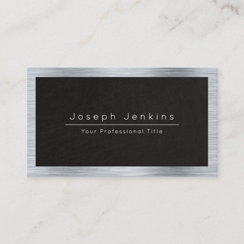 plumber black leather and silver metal business card