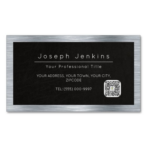 plumber black leather and silver metal business card magnet