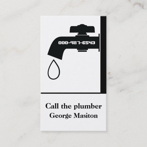 Plumber black white tap eye_catching plumbing business card