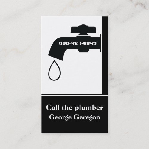 Plumber black white tap eye_catching plumbing business card