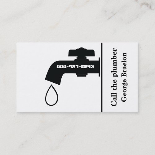 Plumber black white tap eye_catching plumbing business card