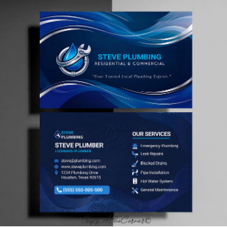 Plumber Blue Business Card