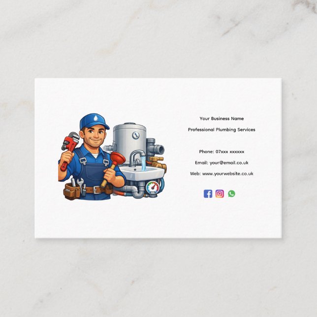 Plumber Business Card Template – Professional Edit (Front)