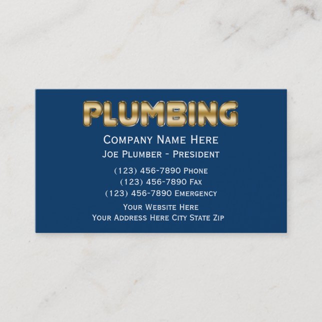 Plumber Business Cards (Front)