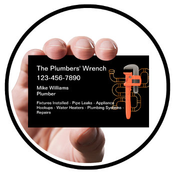 Plumber Business Cards Plumbing Theme by Luckyturtle at Zazzle
