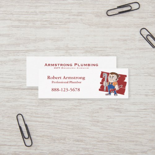 Plumber Caricature Pipe Wrench Mini Business Card