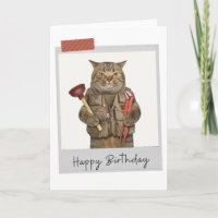 Plumber Cat Funny Birthday Card