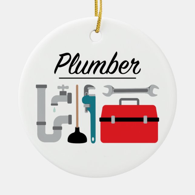 Plumber Ceramic Ornament (Front)