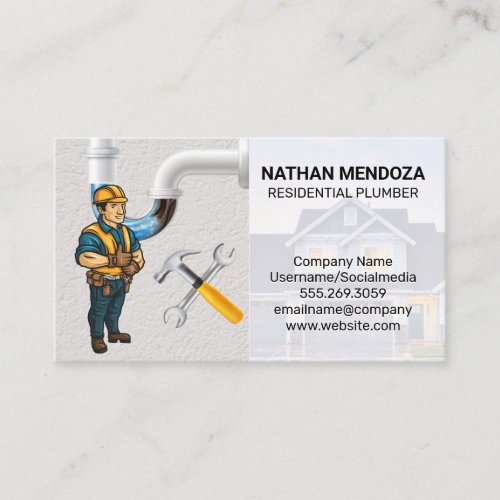 Plumber  Clogged Pipes  Wrenches Business Card