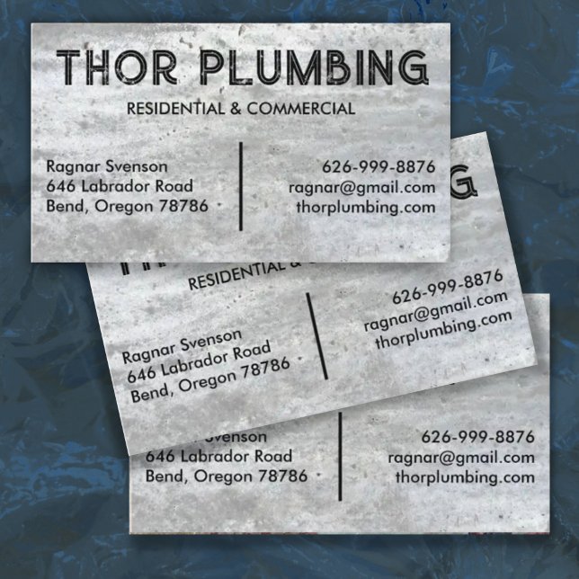 Plumber Contractor Handyman Cool Concrete Texture Business Card (Creator Uploaded)