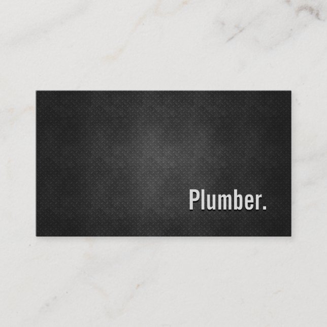 Plumber Cool Black Metal Simplicity Business Card (Front)