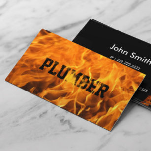Plumber Creative Flaming Fire Typography Business Card