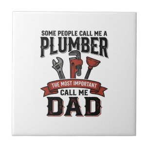 Plumber Dad Vintage Engraving Shirt Design_1 Ceramic Tile