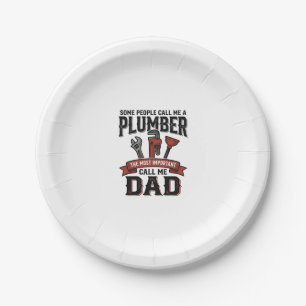 Plumber Dad Vintage Engraving Shirt Design_1 Paper Plates