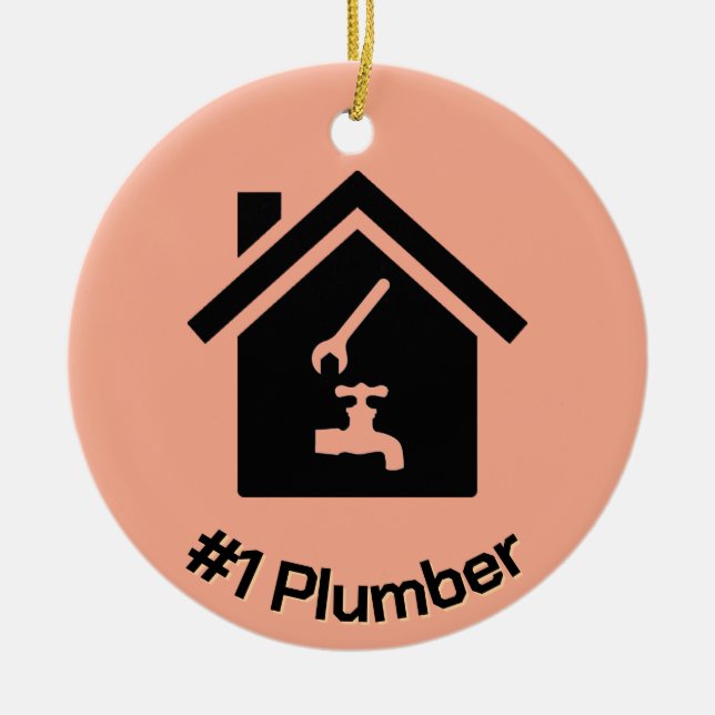 Plumber Design Ceramic Ornament (Front)