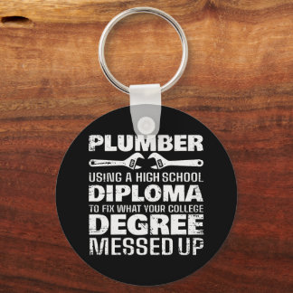 Plumber Diploma Degree Messed Up Keychain
