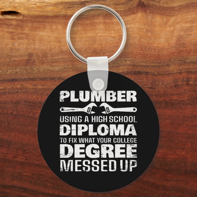 Plumber Diploma Degree Messed Up Keychain (Front)