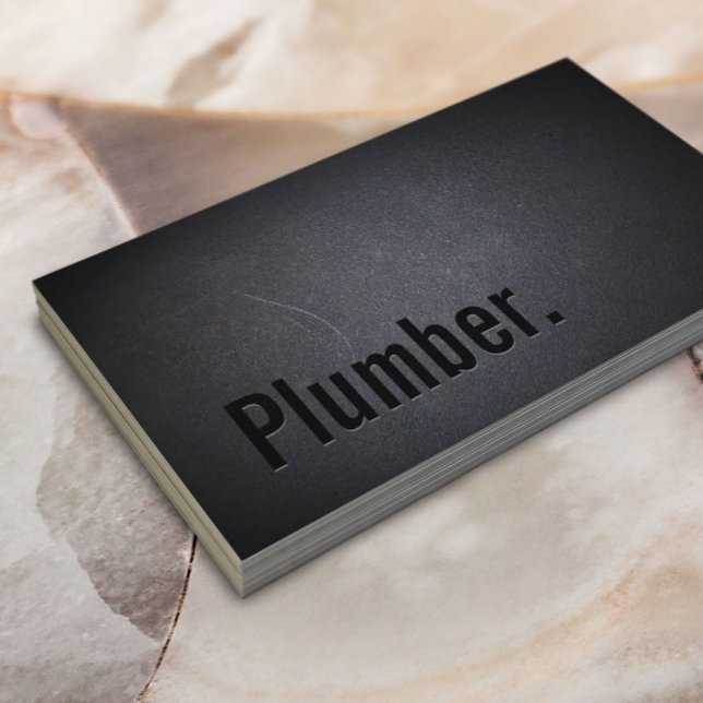 Plumber Elegant Dark Minimalist Business Card (Creator Uploaded)