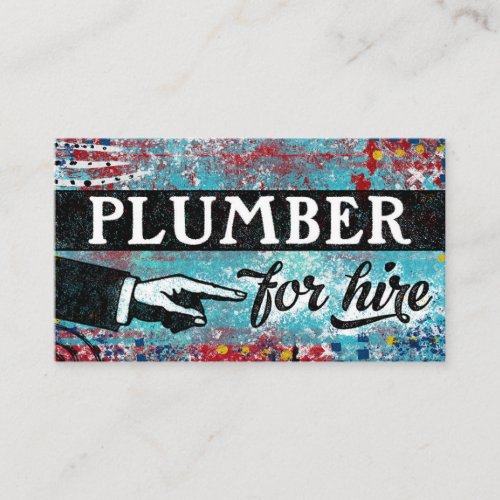 Plumber For Hire Business Cards _ Blue Red