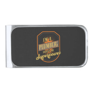 Plumber Gifts Silver Finish Money Clip