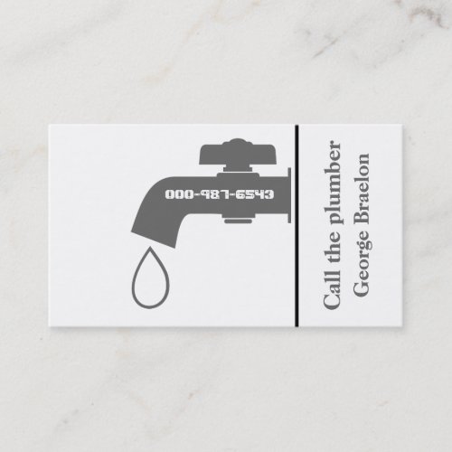 Plumber grey white tap eye_catching plumbing business card