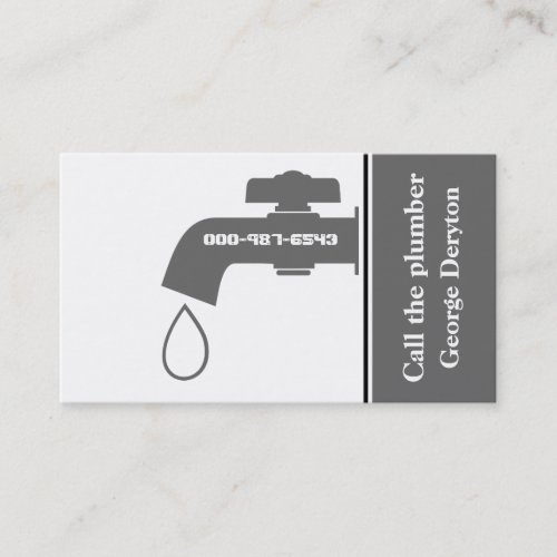 Plumber grey white tap eye_catching plumbing business card