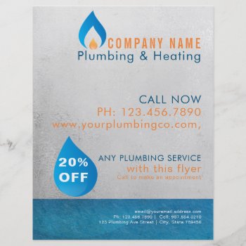 Plumber Heated Water Drop Logo Flyer by chandraws at Zazzle