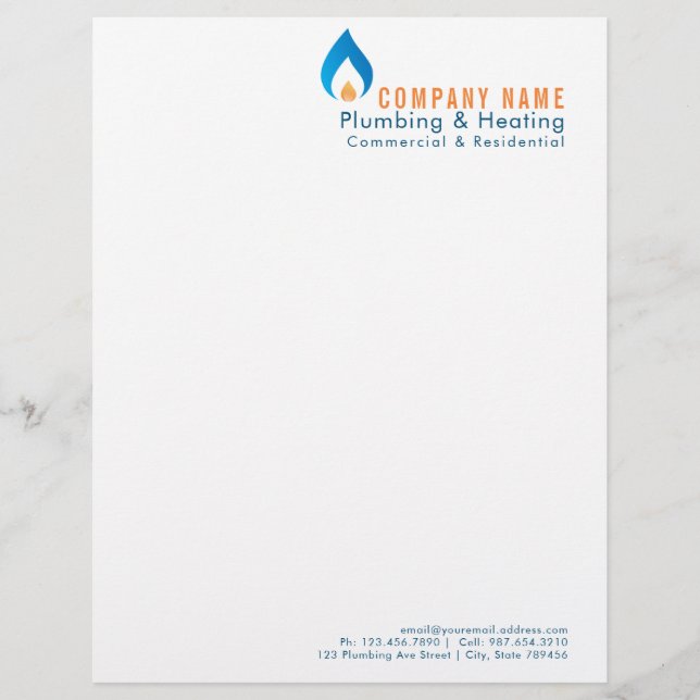 Plumber heated water drop logo flyer (Front)