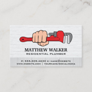 Plumber Holding a Wrench Business Card