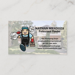 Plumber Holding Wrench Residential Contractor Business Card