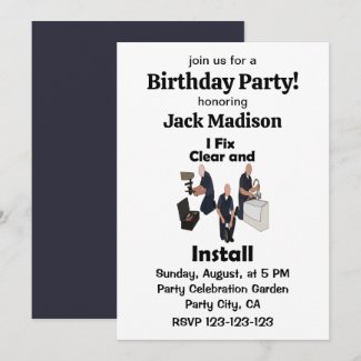 Plumber I Fix Clear Install Birthday Party Invitation