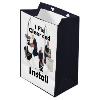 Plumber I Fix Clear Install Birthday Party Medium Gift Bag