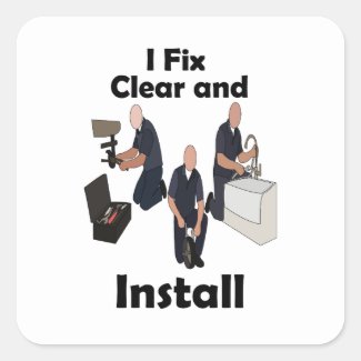 Plumber I Fix Clear Install Birthday Party Square Sticker