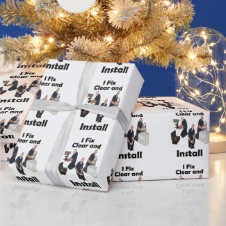Plumber I Fix Clear Install Birthday Party Wrapping Paper