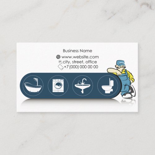 Plumber in uniform repairing plumbing business card