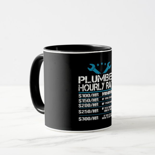plumber installer fitter Funny Hourly Rate gift id Mug (Front Left)